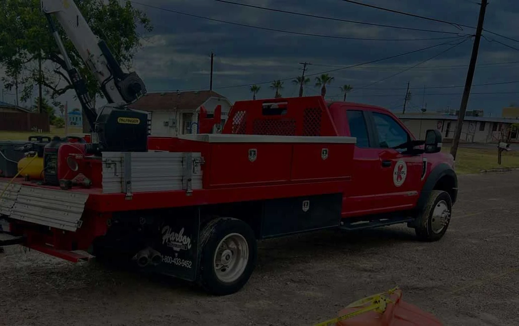 Red Koppl service truck with lifting equipment
